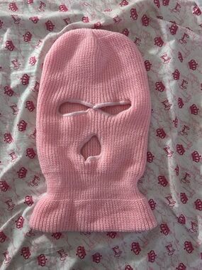 Pink Knit Balaclava Ski Mask